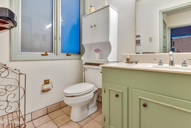 bathroom featuring tile patterned flooring, vanity, and toilet