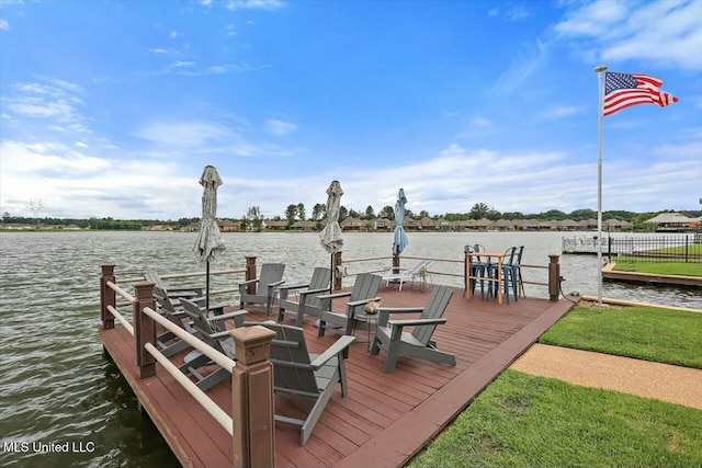 dock area featuring a water view