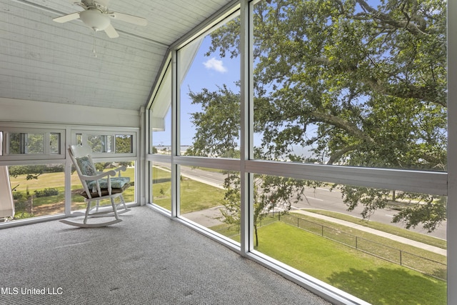 5200 W Beach Blvd, Gulfport, MS 39501 - unfurnished sunroom featuring ceiling fan and lofted ceiling