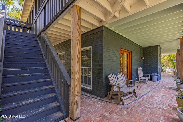 view of patio featuring french doors