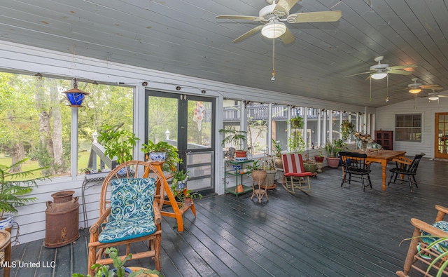 3775 Coker Rd, Madison, MS 39110 - sunroom featuring ceiling fan, lofted ceiling, and outdoor dining area