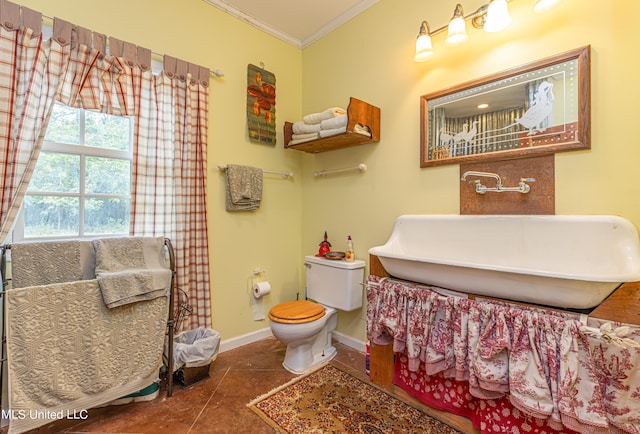 3775 Coker Rd, Madison, MS 39110 - bathroom featuring ornamental molding, baseboards, and toilet