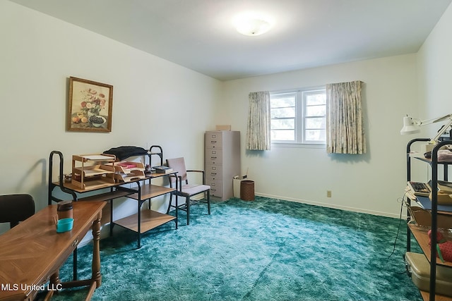 view of carpeted home office