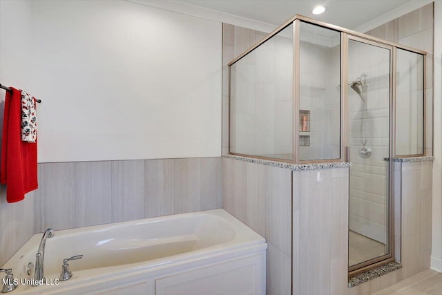 bathroom with independent shower and bath