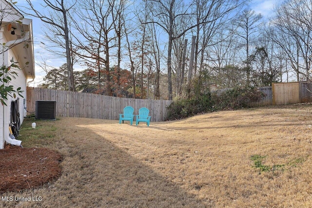 view of yard featuring central AC