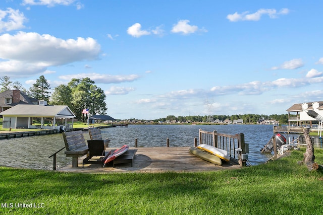 dock area featuring a water view