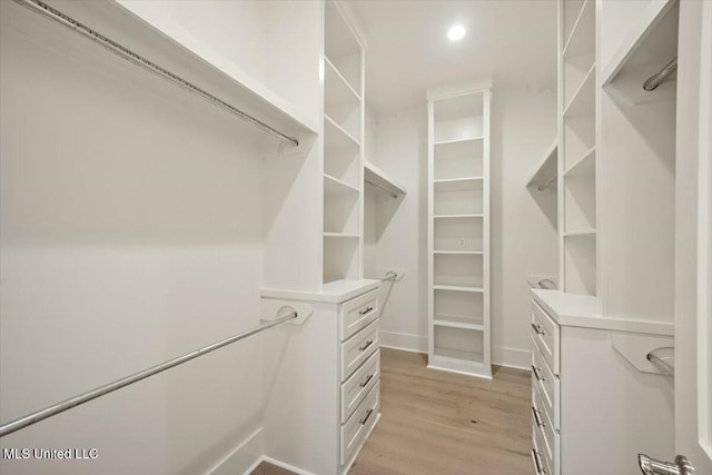 spacious closet with light wood-type flooring