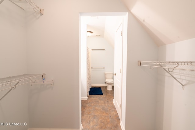 spacious closet featuring lofted ceiling