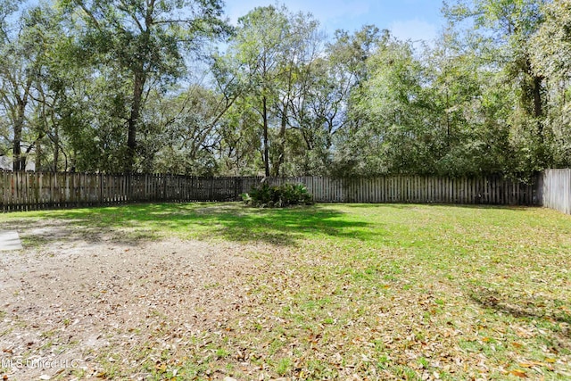 view of yard with a fenced backyard