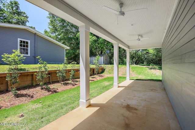 view of patio / terrace with ceiling fan