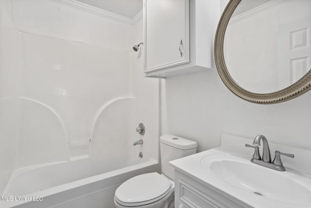 1035 N Azalea Dr, Madison, MS 39110 - full bath featuring ornamental molding, toilet, shower / tub combination, and vanity