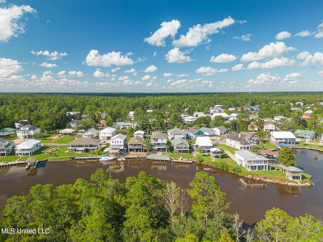 bird's eye view featuring a water view