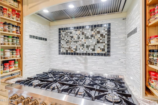 13129 Jordan Bluff Rd, Kiln, MS 39556 - kitchen view of custom range hood and stovetop