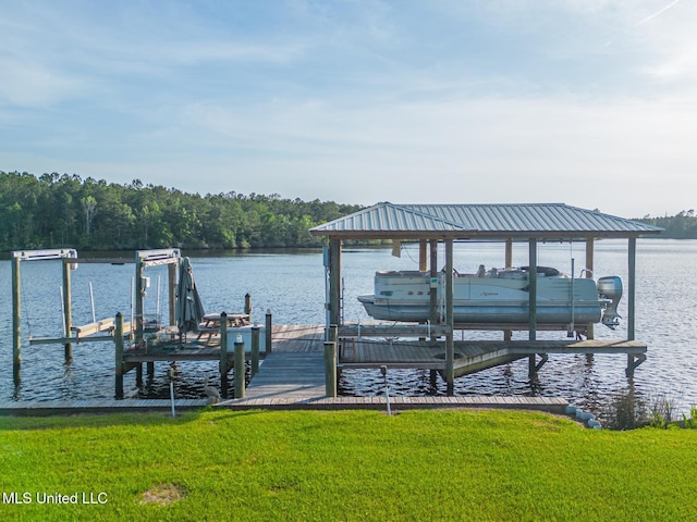 13129 Jordan Bluff Rd, Kiln, MS 39556 - dock area with boat lift and a water view