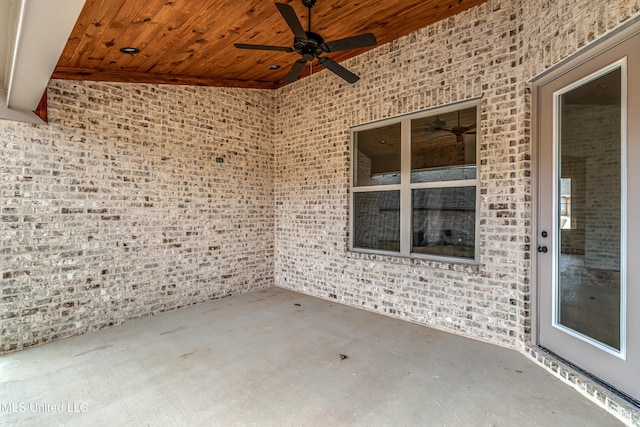 view of patio featuring ceiling fan