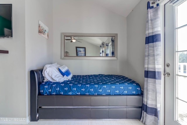 bedroom with vaulted ceiling