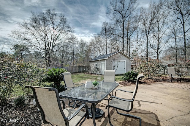 view of patio / terrace with an outdoor structure