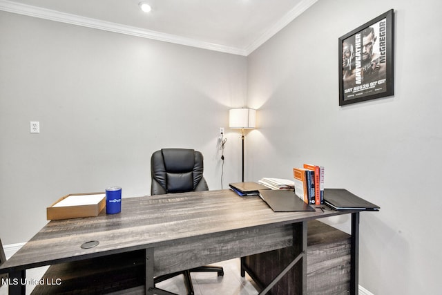 office space with crown molding