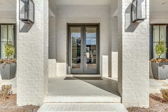 view of exterior entry with french doors