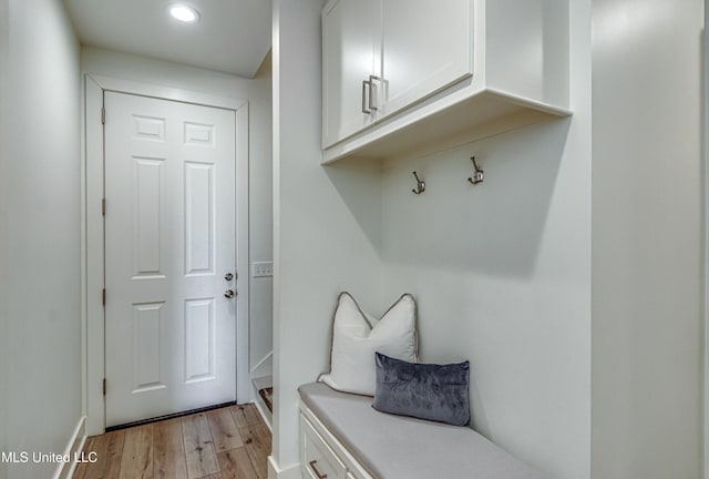 mudroom featuring light hardwood / wood-style flooring