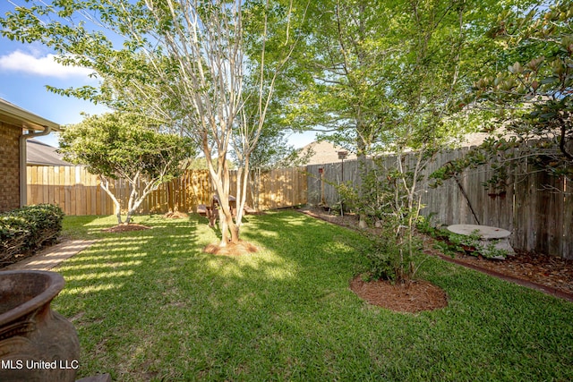 view of yard featuring a fenced backyard