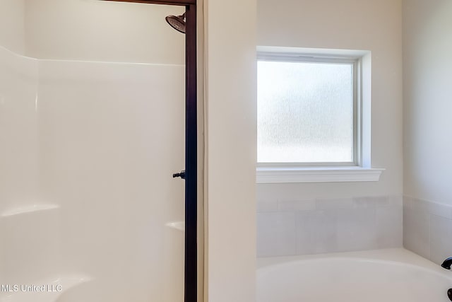 bathroom with a garden tub