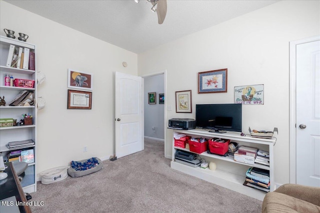 7199 Terrace Stone Dr, Olive Branch, MS 38654 - interior space featuring baseboards, ceiling fan, carpet floors, and a textured ceiling