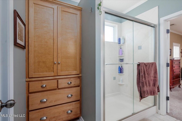7199 Terrace Stone Dr, Olive Branch, MS 38654 - full bath with ornamental molding and a shower stall