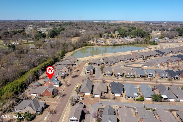 7199 Terrace Stone Dr, Olive Branch, MS 38654 - drone / aerial view with a water view and a residential view