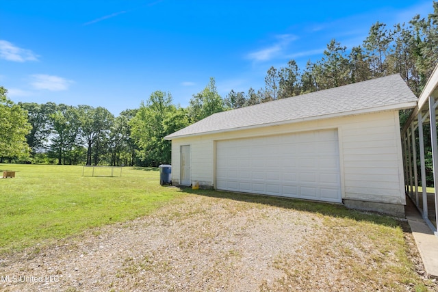 view of detached garage