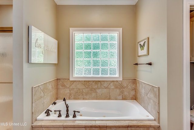 bathroom with a tub with jets and toilet