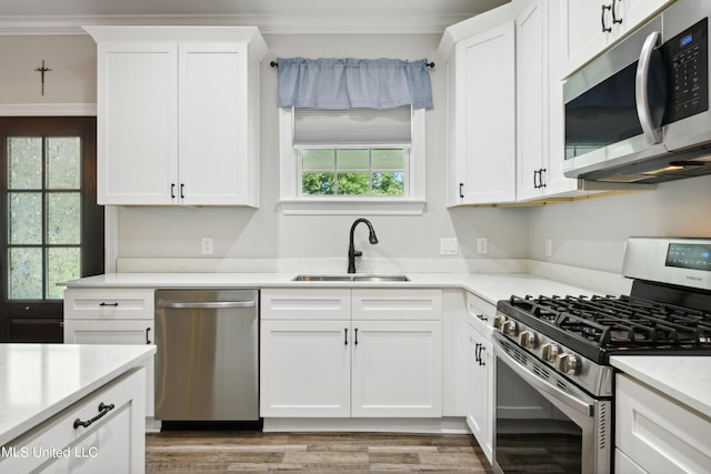 kitchen with white cabinetry, a healthy amount of sunlight, and appliances with stainless steel finishes