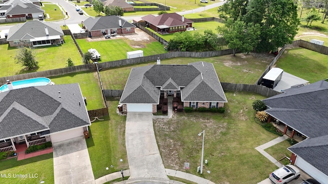 bird's eye view featuring a residential view