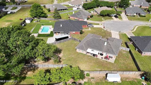 drone / aerial view with a residential view