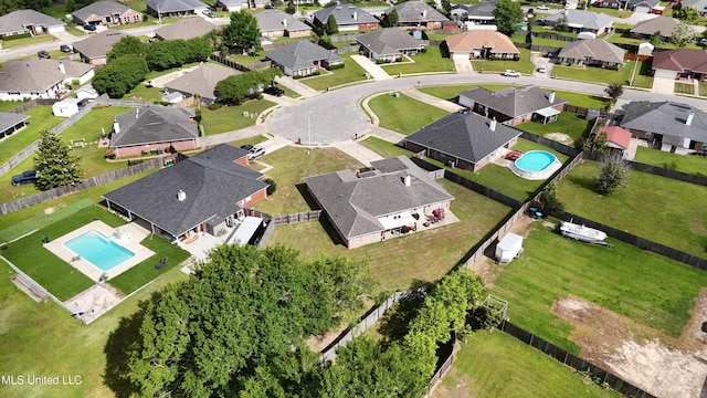 aerial view with a residential view