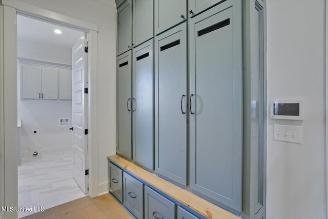 mudroom featuring light hardwood / wood-style flooring