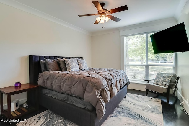 8521 Julia Dr, Vancleave, MS 39565 - bedroom featuring a ceiling fan, baseboards, and ornamental molding