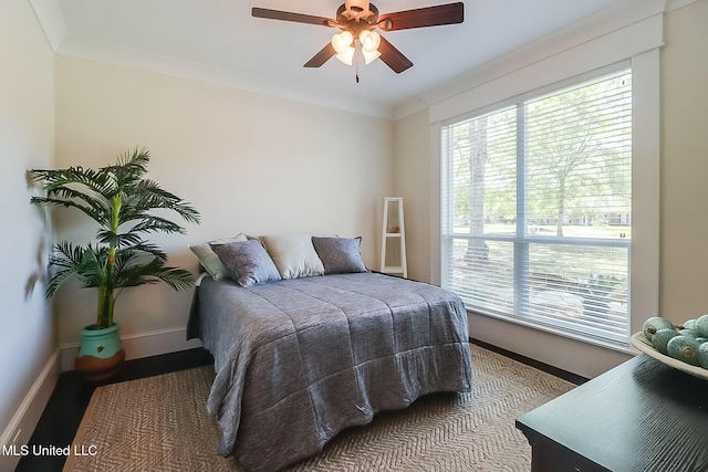 8521 Julia Dr, Vancleave, MS 39565 - bedroom with crown molding, baseboards, and a ceiling fan