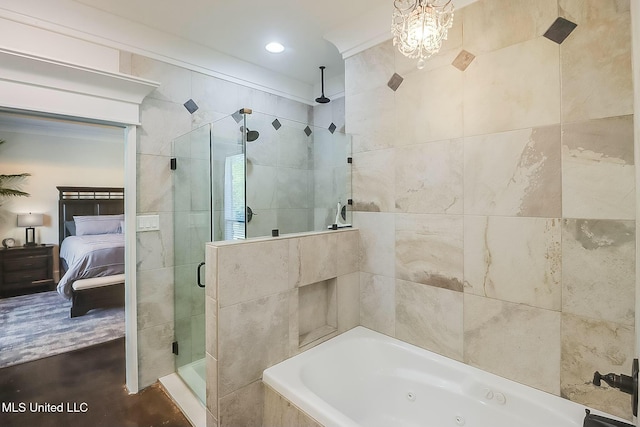 8521 Julia Dr, Vancleave, MS 39565 - ensuite bathroom featuring recessed lighting, ensuite bath, a tub with jets, and a stall shower