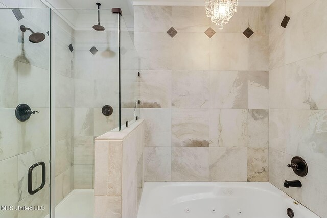 8521 Julia Dr, Vancleave, MS 39565 - full bath with a tile shower and a jetted tub