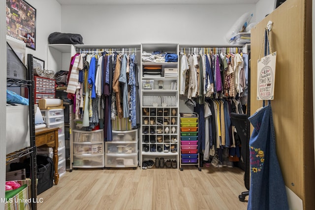 spacious closet with wood finished floors