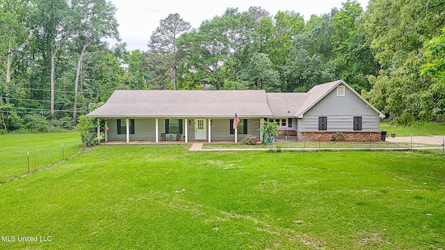 single story home featuring covered porch