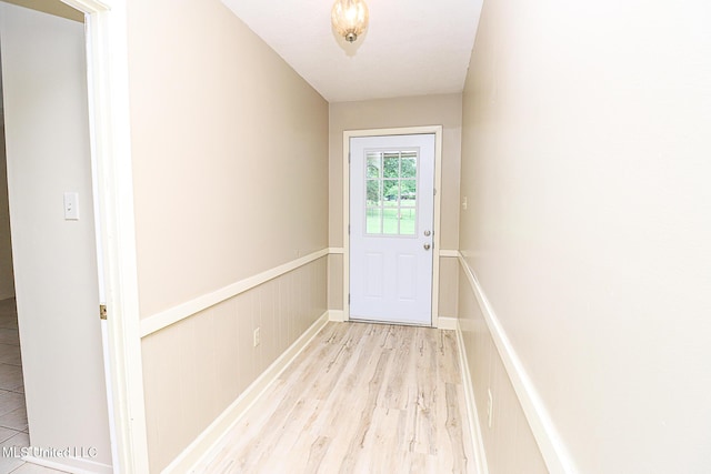 entryway featuring light wood finished floors