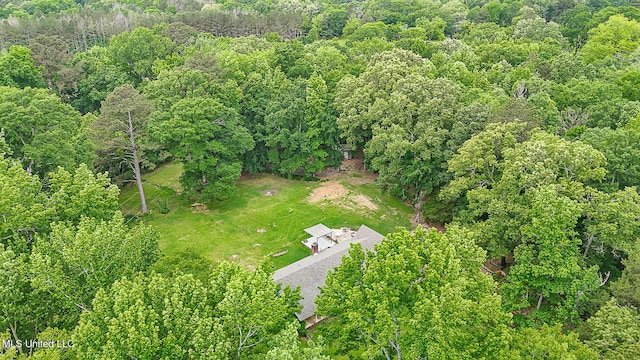 view of property location with a heavily wooded area