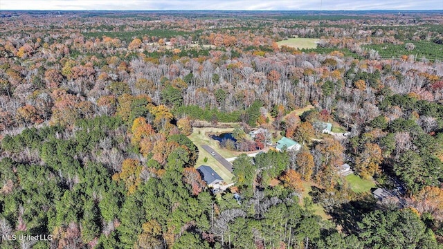 bird's eye view with a view of trees