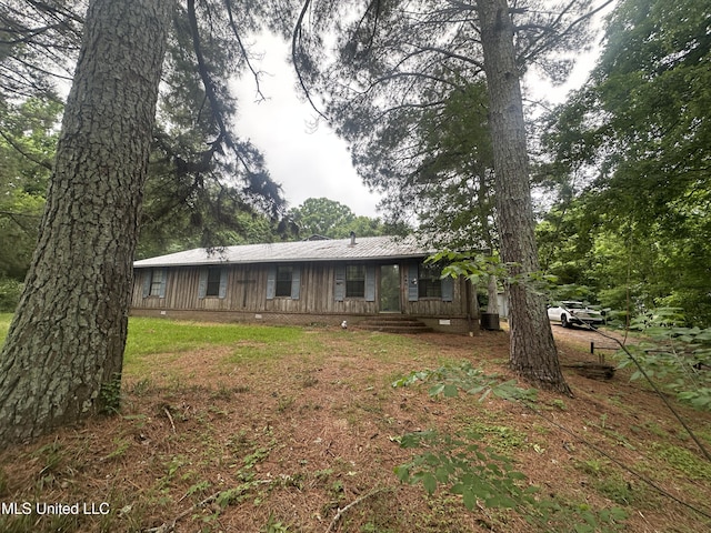 single story home featuring crawl space and central air condition unit