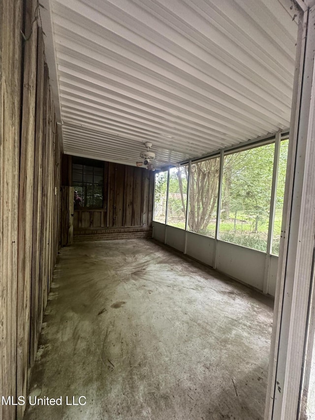 view of unfurnished sunroom