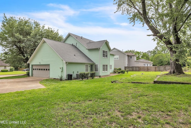 112 Rolling Meadows Dr, Jackson, MS 39211 - view of side of property featuring concrete driveway, a garage, cooling unit, and a shingled roof