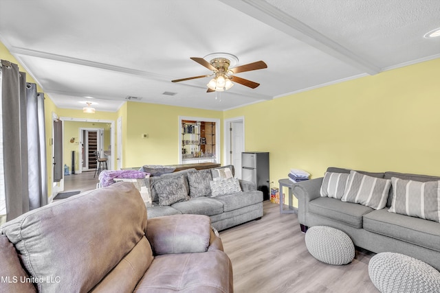 112 Rolling Meadows Dr, Jackson, MS 39211 - living room featuring a ceiling fan, light wood-style floors, and ornamental molding
