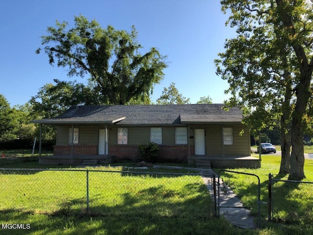 1412 Jo Ellen Cir, Gulfport, MS 39501 - view of front of house with a porch, brick siding, and a fenced front yard